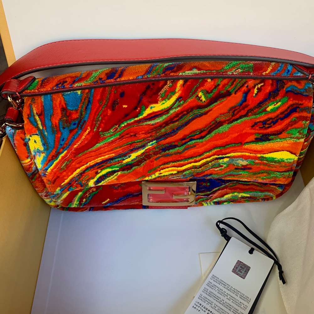 Fendi marble orange bag medium